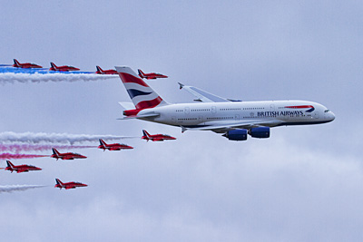 BA A380 and Red Arrows