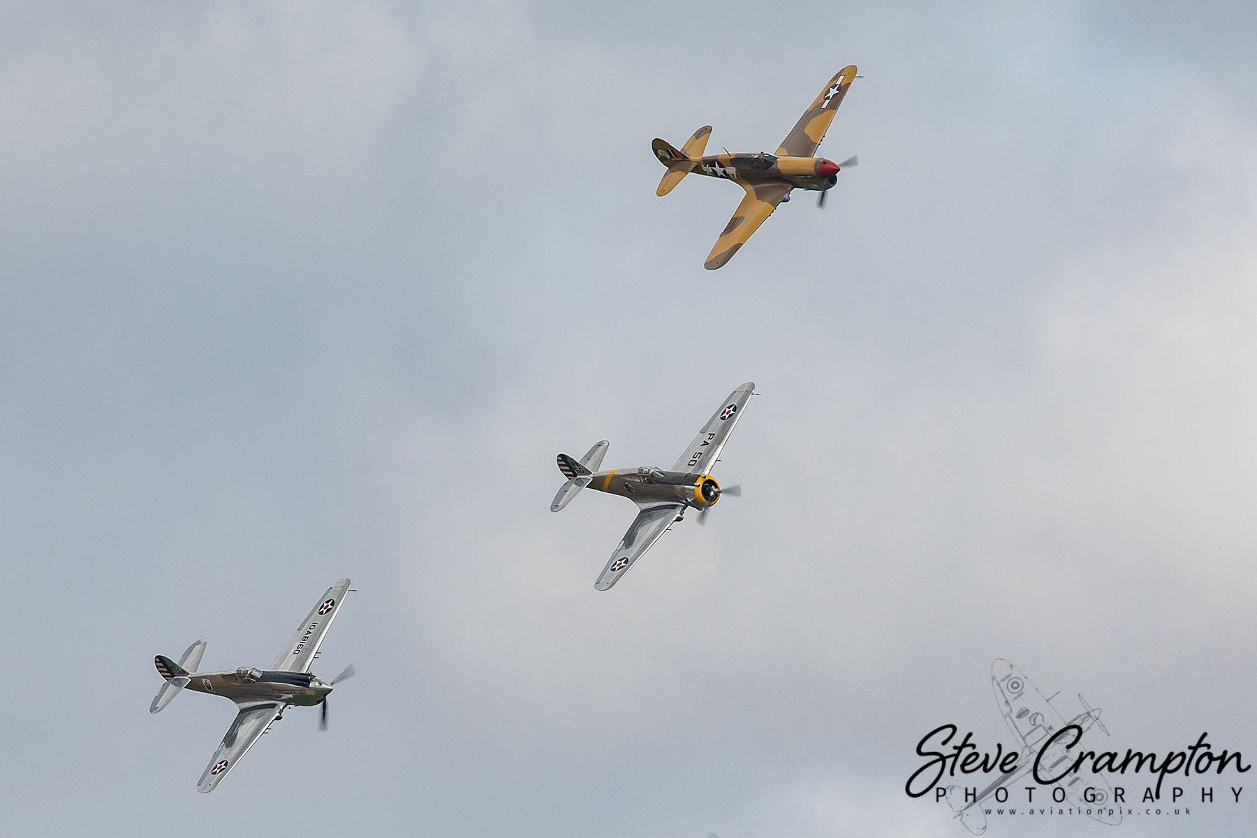 Curtiss trio, P-36C, P-40C and P-40F