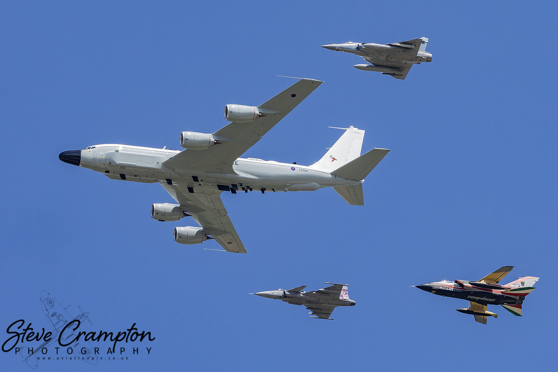 Nato 75th Anniversary Flypast - Boeing RC-35W, Tornado IDS, Mirage 2000D and SAAB Gripen