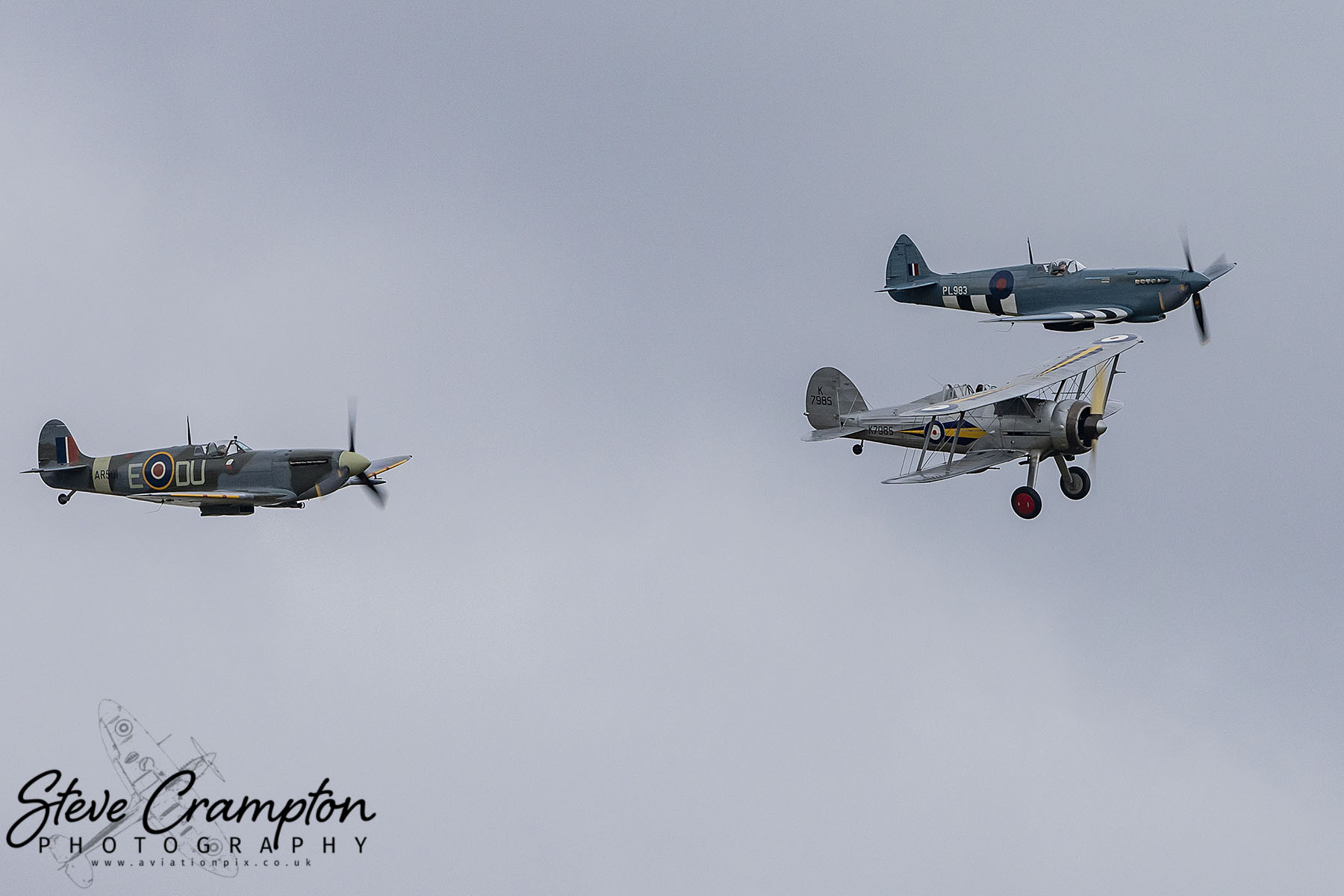 Gloster Gladiator, Spitfire Mk.Vc and Spitfrire PR.XI