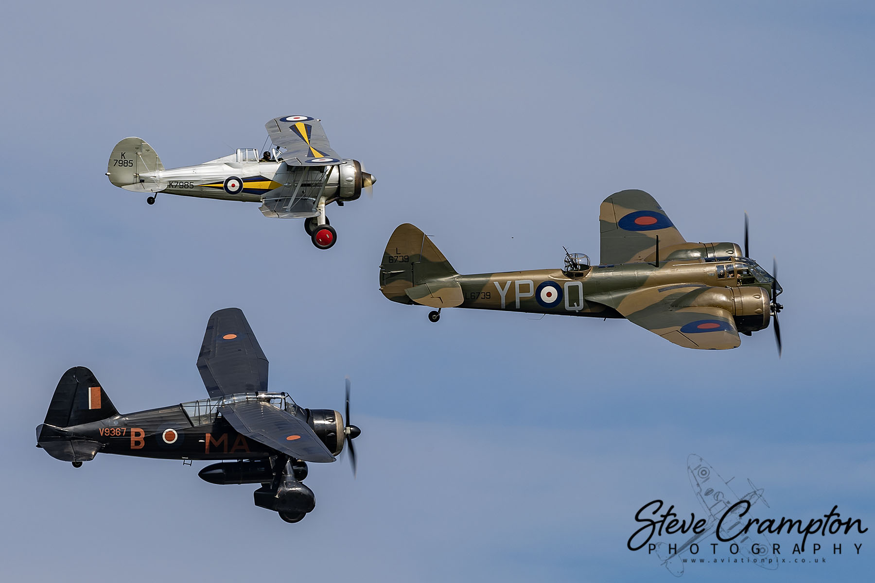 Westland Lysander, Gloster Gladiator and Bristol Blenheim